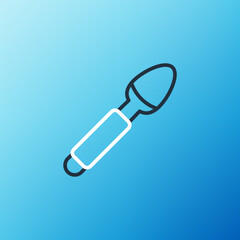 Line Silver spoon icon isolated on blue background. Cooking utensil. Cutlery sign. Colorful outline concept. Vector