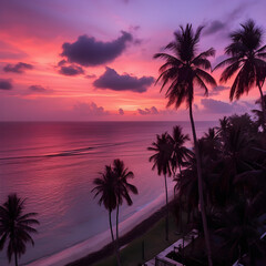 Fototapeta na wymiar sunset on the beach.generative ai