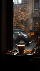 Rainy Serenity: A Cozy Cafe Window 3. Generative AI