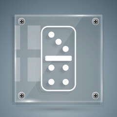 White Domino icon isolated on grey background. Square glass panels. Vector
