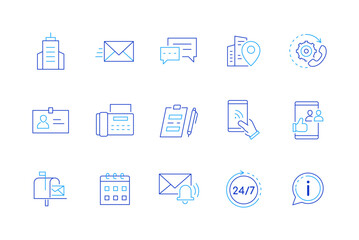 Office and gadgets - set of modern line design style icons