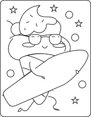 Kawaii Food Coloring Page for Kids