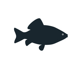 Fish or seafood flat icon. Black and white fish icon black silhouette on white background vector design and illustration.