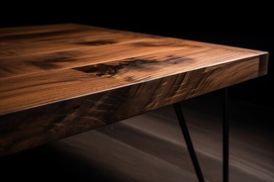 wooden coffee table with an industrial design and unique metal legs