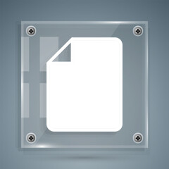 White File document icon isolated on grey background. Checklist icon. Business concept. Square glass panels. Vector
