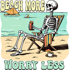 beach more worry less gift ideas for summer, style retro groovy beach drinking vacation