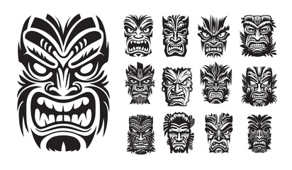Tiki mask logo vector illustration silhouette