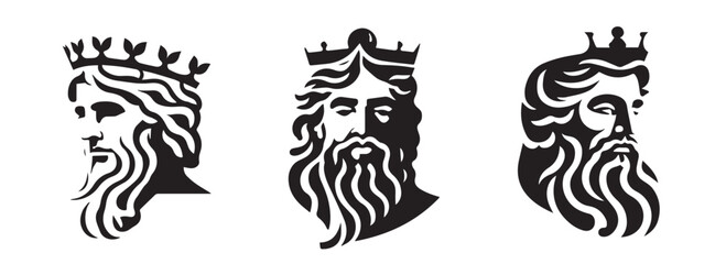 Ancient Greek man head logo vector illustration silhouette