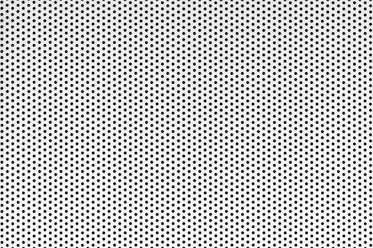 Metal Grid Background With Black Holes, White Pattern Backdrop With Dots In A Grid