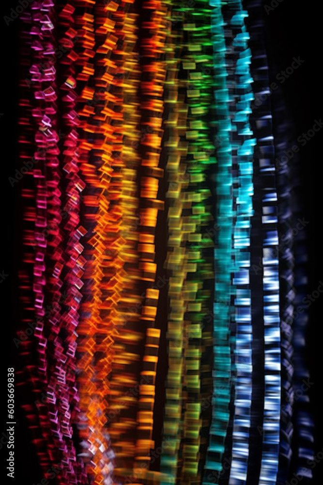 Aufkleber a macro photograph of a dna sequencing gel, with bands of different colors indicating the sequence o