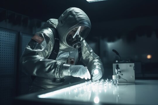  A military scientist prepares an advanced bioweapon in a secret military laboratory 