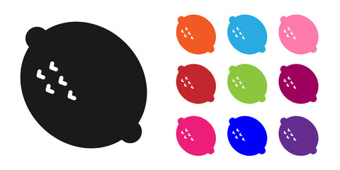 Black Lemon icon isolated on white background. Set icons colorful. Vector