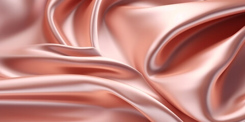 Fototapeta premium Rose gold silk satin background, elegant wavy fold by generative AI tools