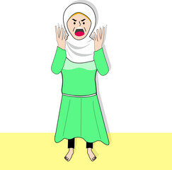 premium vector- modern hijab woman angry vector illustration