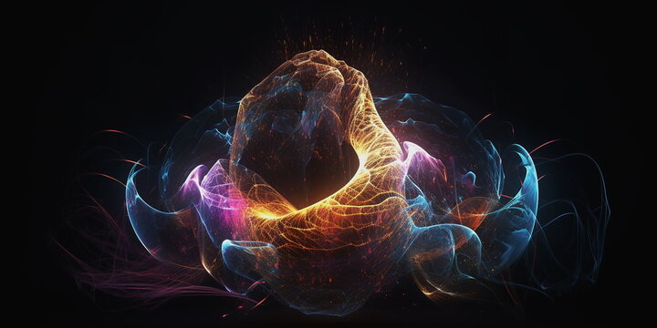 abstract human body head shape anatomy with artery brain nervous system electrogram and soul energy wave illustration ,generated ai