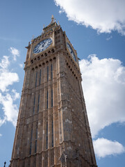 Fototapeta na wymiar Elizabeth Tower in London on a sunny and cloud day.