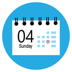 calendar icon, 04 sunday icon with white background