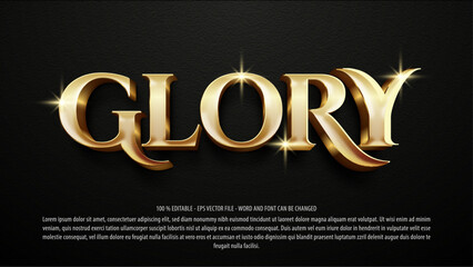 Golden glory 3d editable text effect - obrazy, fototapety, plakaty