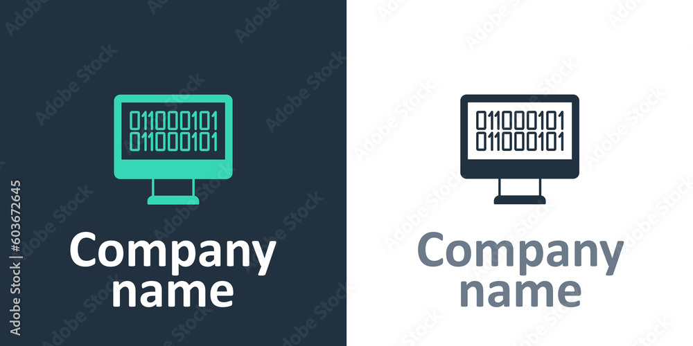 Poster logotype binary code icon isolated on white background. logo design template element. vector