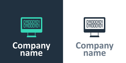 Logotype Binary code icon isolated on white background. Logo design template element. Vector