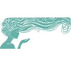 Illustration of Beautiful Woman with Long Hair