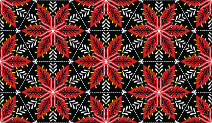 Geometric ethnic pattern seamless flower color. seamless pattern. Design for fabric,curtain,background,carpet,wallpaper,clothing,wrapping,Batik,mandalas,fabric,Vector illustration. pattern style.