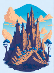 Sandstones Castles landscape. AI generated illustration