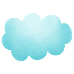 Watercolor Pastel Blue Cloud Illustration Isolated on Transparent Background