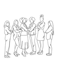 Fototapeta na wymiar Continuous one line drawing of business teamwork. Vector illustration.