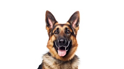 German shepherd dog portrait on white background with copy space.Generative Ai