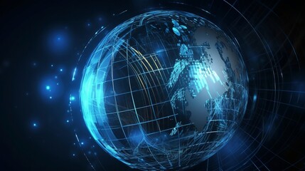 blue 3d earth with technology design background created with generative ai