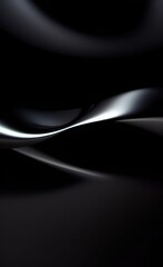Fototapeta premium Black and white metallic shiny wavy lines background with dark color tone.