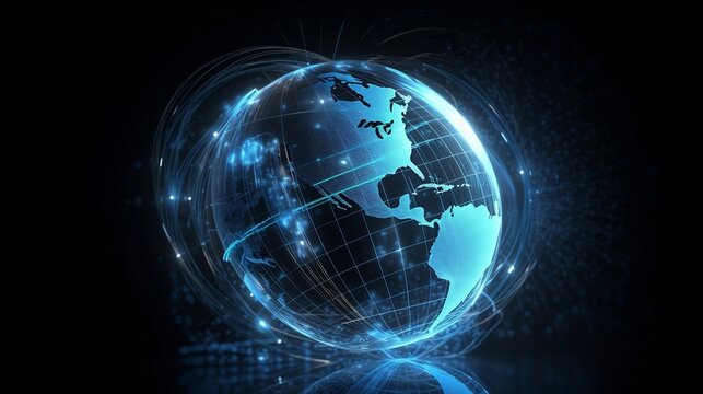 3d earth globe technology design on black background created with generative ai