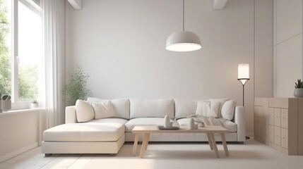 cozy modern living room interior have sofa created with generative ai