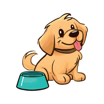Dog breed golden retriever in cartoon style.