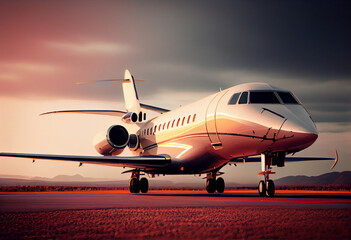 Fototapeta na wymiar Luxury private jet aircraft on the runway. AI generative.