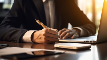 businessman signing a document created with generative ai