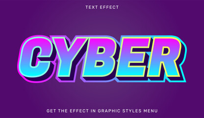 Cyber editable text effect in 3d style. Suitable for brand or business logo