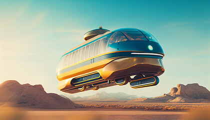 Fototapeta na wymiar Electric flying transportation vehicle future public peoplemover mobility technology