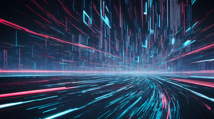 abstract digital background for tech Envision a world driven by binary code featuring a female programmer immersed in coding and algorithm development, surrounded by futuristic holographic projections