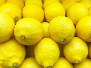 Lemons in a shop window close up