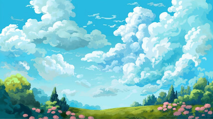Obraz na płótnie Canvas cloud tree meadow beautiful natural scenery
