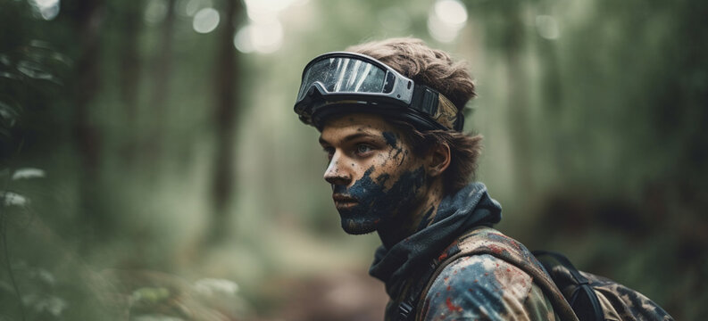 Man in camouflage suit paintballer art generative ai art generative ai