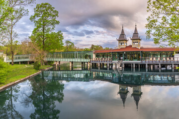 The buildings of the Hévíz Lake Spa, Hungary