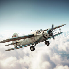 Ai generated illustration airplane flying over the clouds