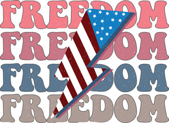 Fototapeta premium Happy 4th of July American Independence Day Patriotic Colorful Design on White Background. Funny US Flag Embedded Sublimation Graphic Template for Print on Demand Business and Printing Industry.
