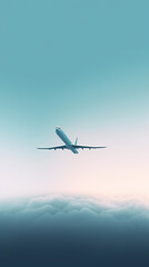 Fototapeta na wymiar Ai generated illustration view airplane takingoff