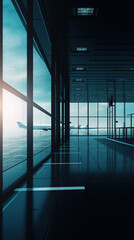 Ai generated illustration view of air port corridor interior