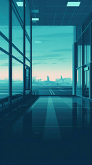 Ai generated illustration view of air port corridor interior