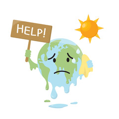 Global warming , climate change ,over heat weather affect, greenhouse effect. Object on white background  vector illustration 